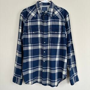 Lucky Brand Men's MEDIUM Flannel Shirt Plaid Button Front Long Sleeve Western